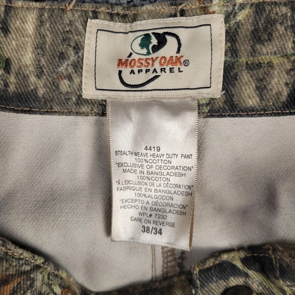 Mossy Oak Pants Mens 38x34 Camo Cargo Double Knee Break Up Hunting Outdoors